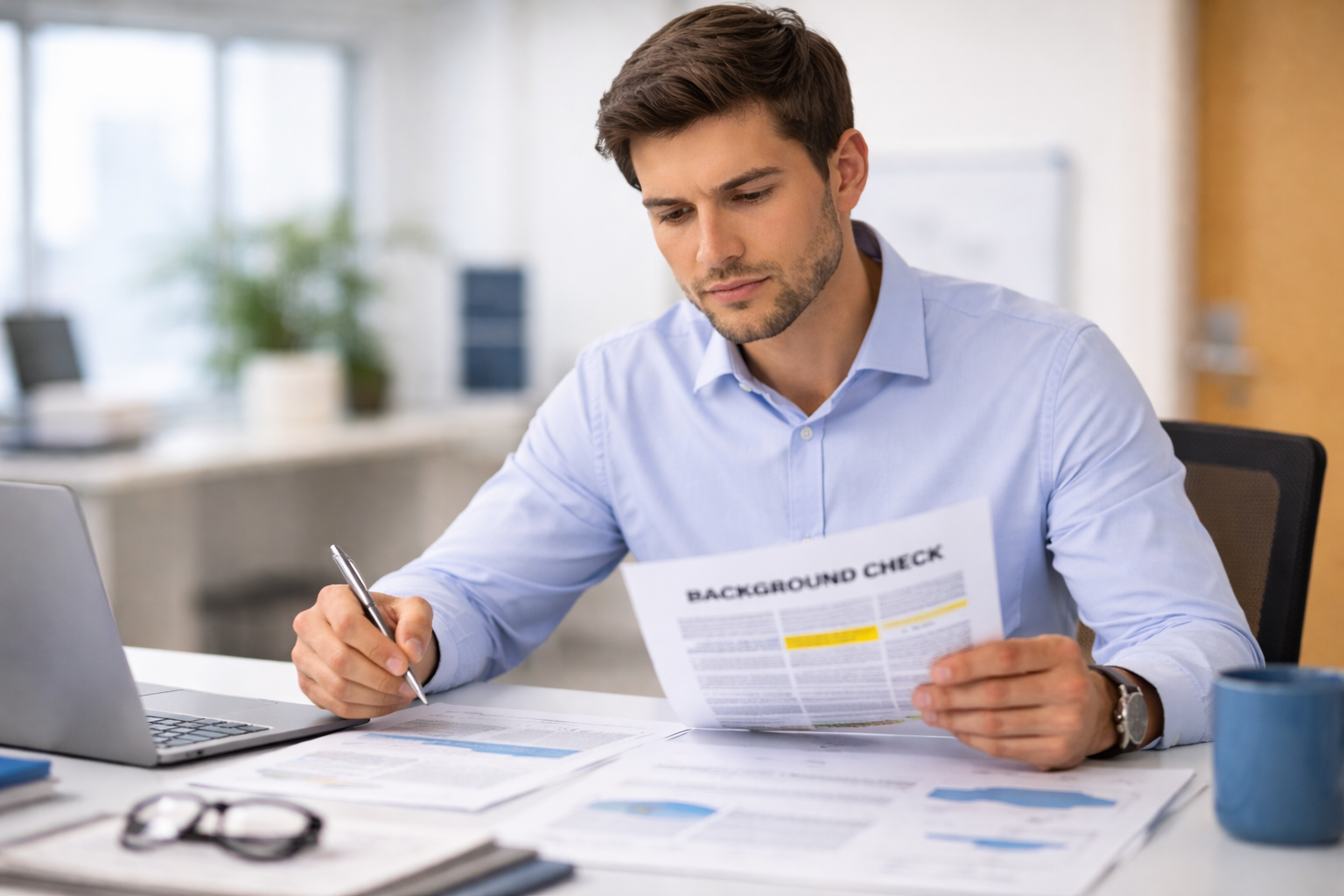 Employer reviewing background check report with missing records highlighting common screening loopholes