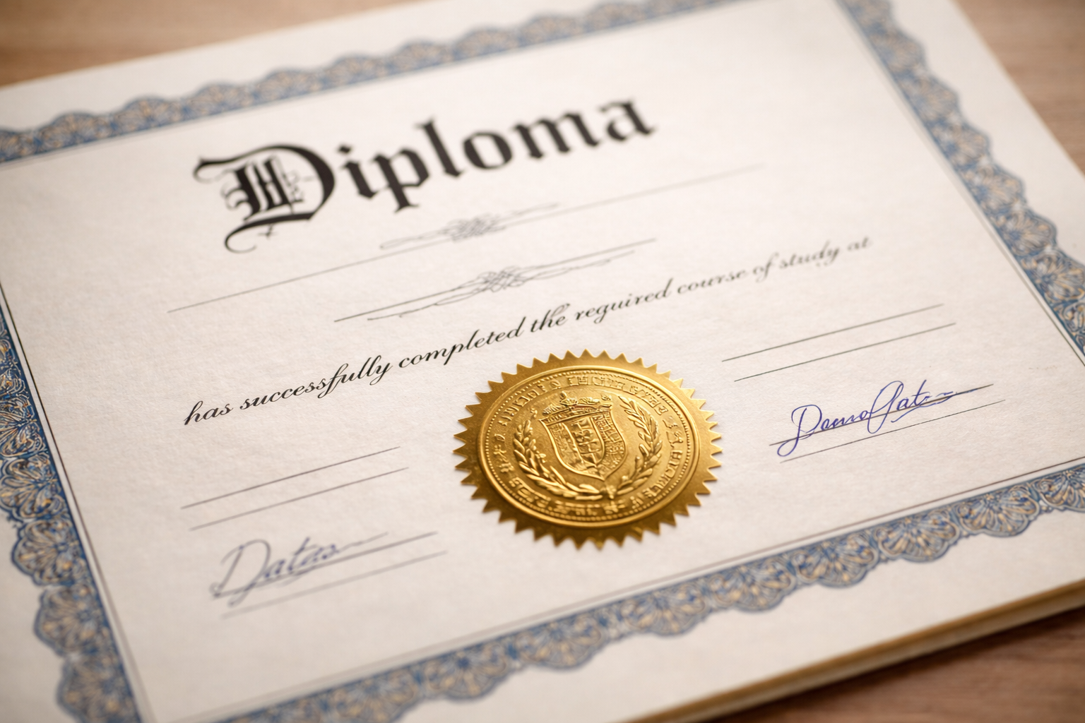 Close-up of an official diploma with raised seal representing employer education verification and credential check