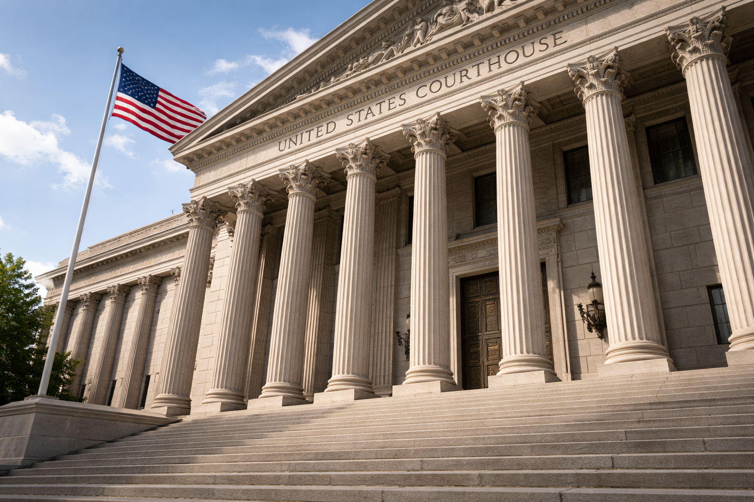 Federal courthouse exterior representing federal criminal records not captured in standard background checks