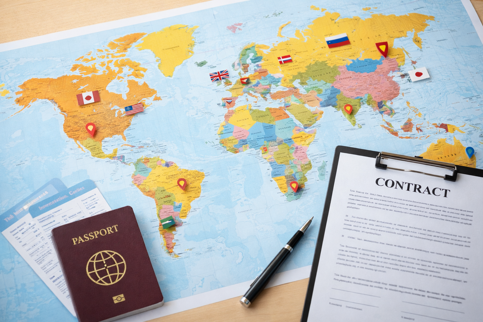 World map highlighting countries covered by international background check screening services