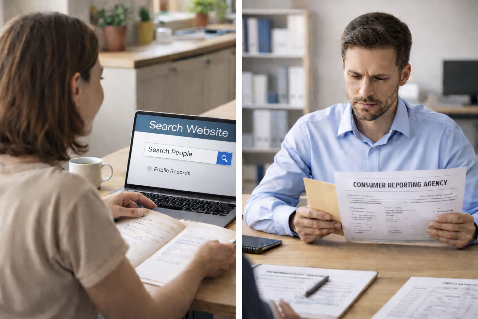 Consumer using free public search site versus employer reviewing FCRA-compliant background check report